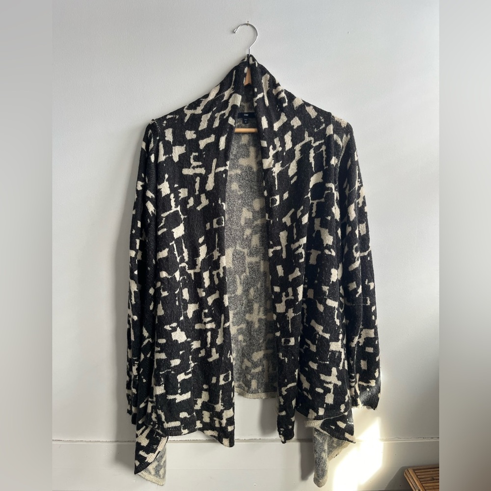 GAP Modern Print Open Cardigan Black/Cream Medium